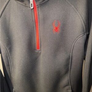 Spyder Men's (S) Black Quarter-Zip Sweater with Red Accents